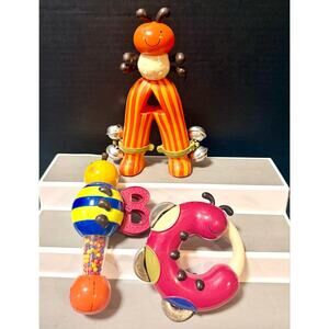 Baby Bee Bop Bug Musical Instrument Toy BATTAT TOYS Letter A Bumble Bee Worm Lot
